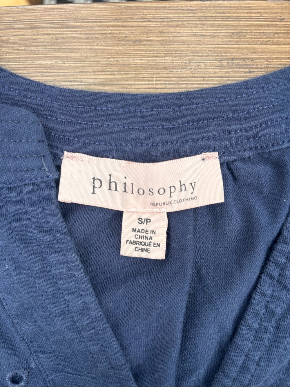 Philosophy Navy Blue Eyelet Embroidered Cotton Top Blouse - Size S